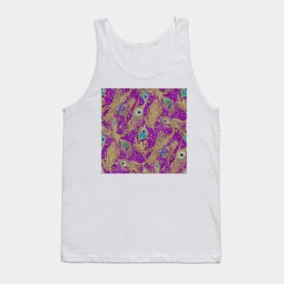 Purple Peacock Brocade Pattern Tank Top